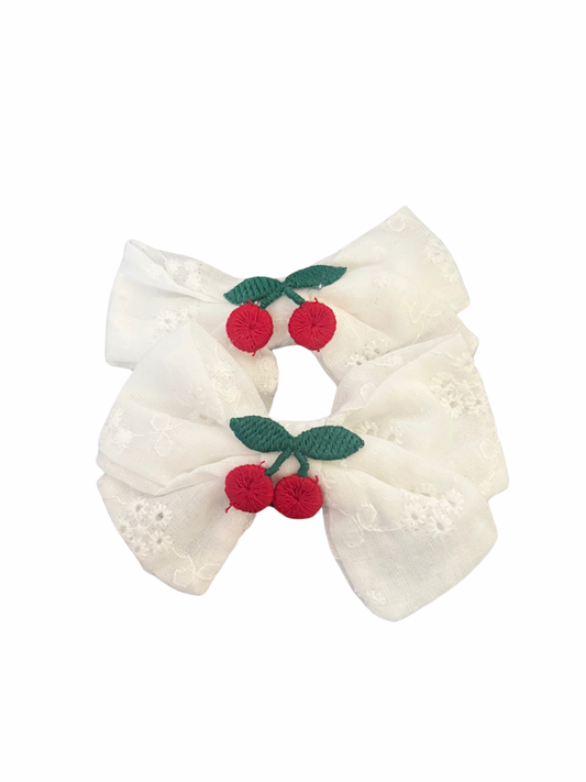 White Eyelet Cherry Piggies