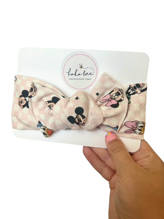 Pink Check Mouse Friends Bows