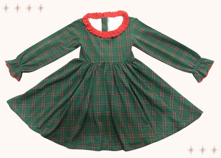 PRE-ORDER Green Traditional Plaid Dress