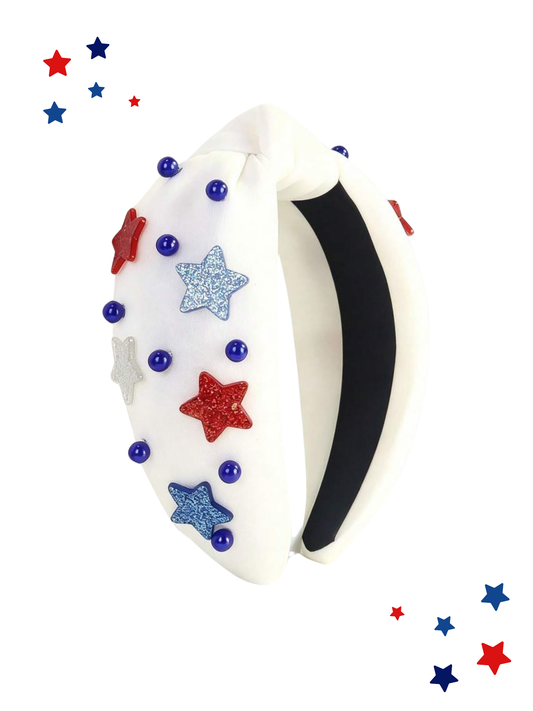 White USA Star Headband