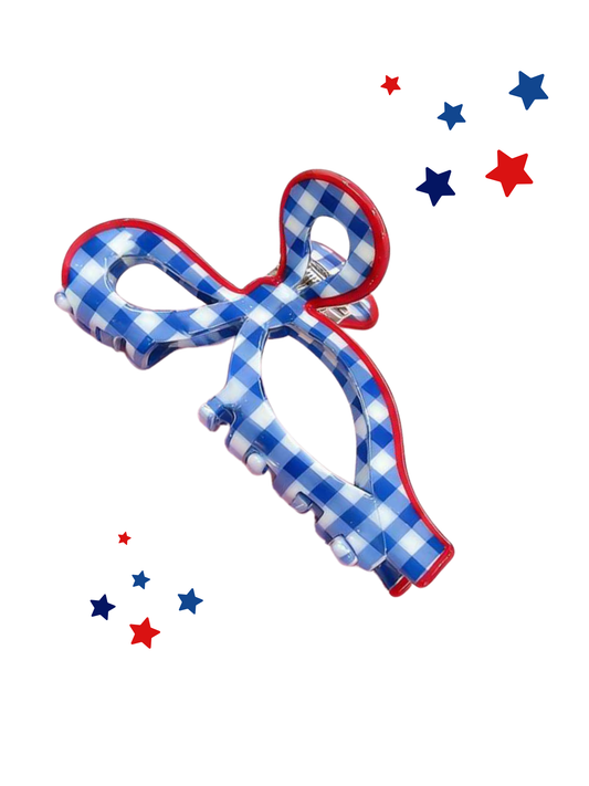 USA Checkered Bow Claw Clip