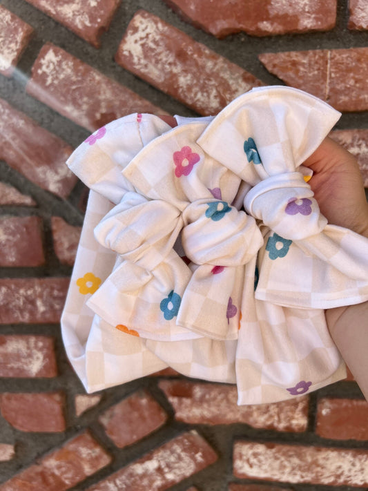 Checkered Blooms Headwraps & Piggies