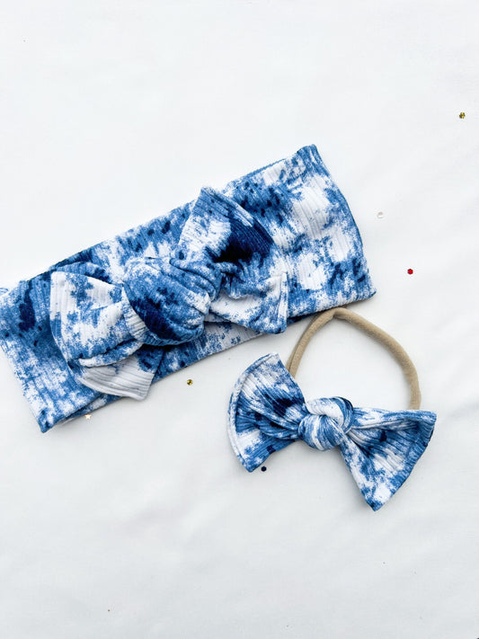 Blue Tie Dye Headwraps & Piggies
