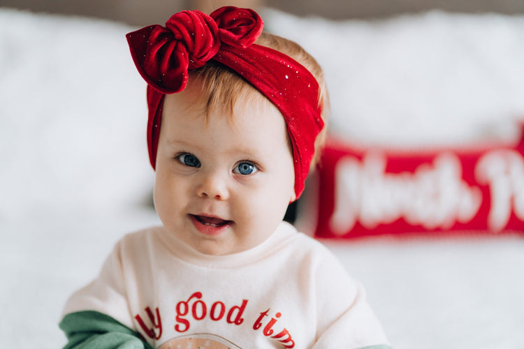 Emerald Green & Red Sparkle Velvet Bows