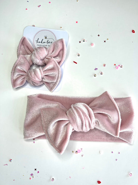 Light Pink Sparkle Velvet Bows
