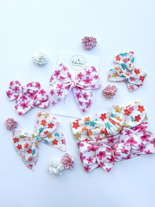 Pink & Retro Daisy Bows