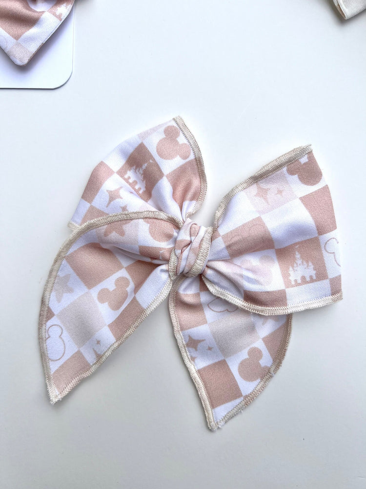 Neutral Checkered Mouse Bows