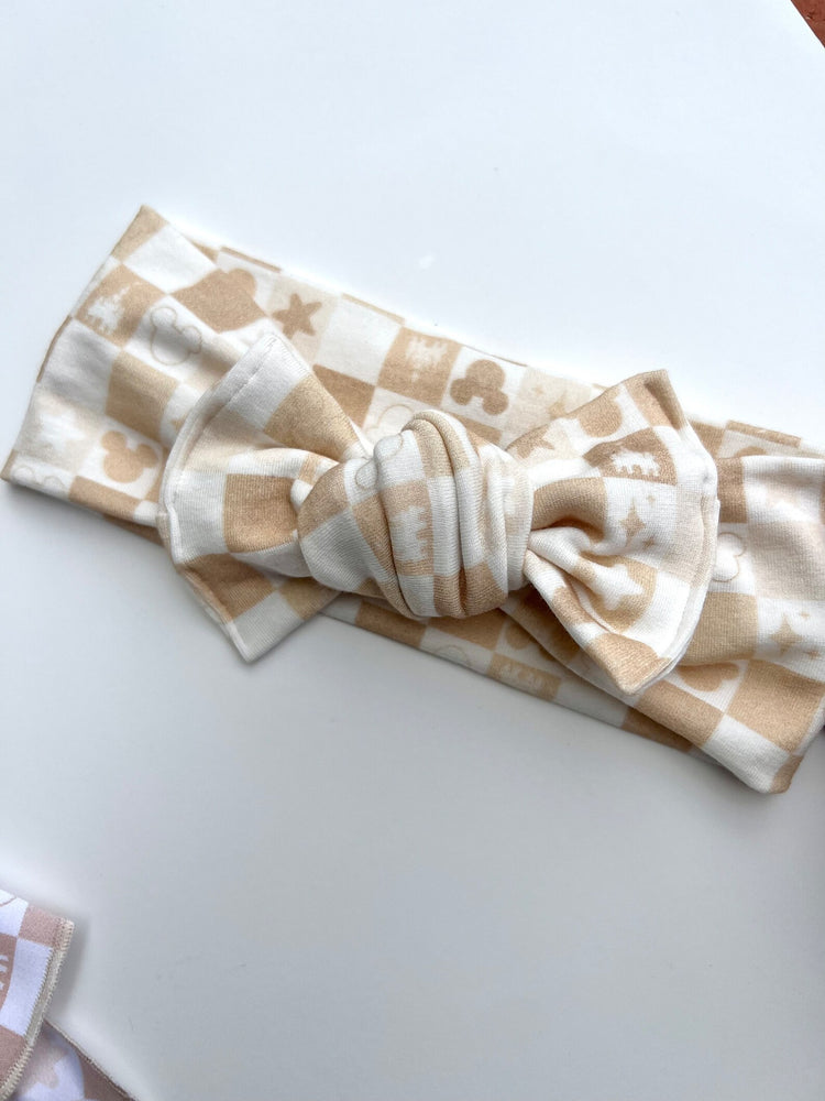 Neutral Checkered Mouse Bows