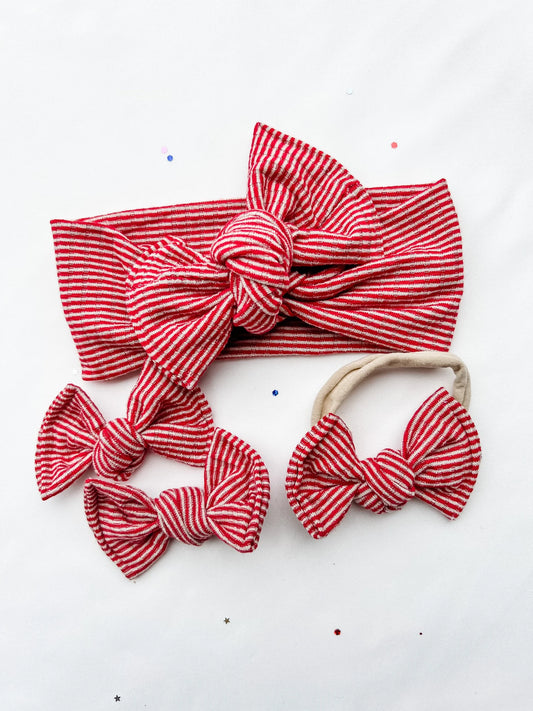 Red Stripes Headwraps & Knot Bows