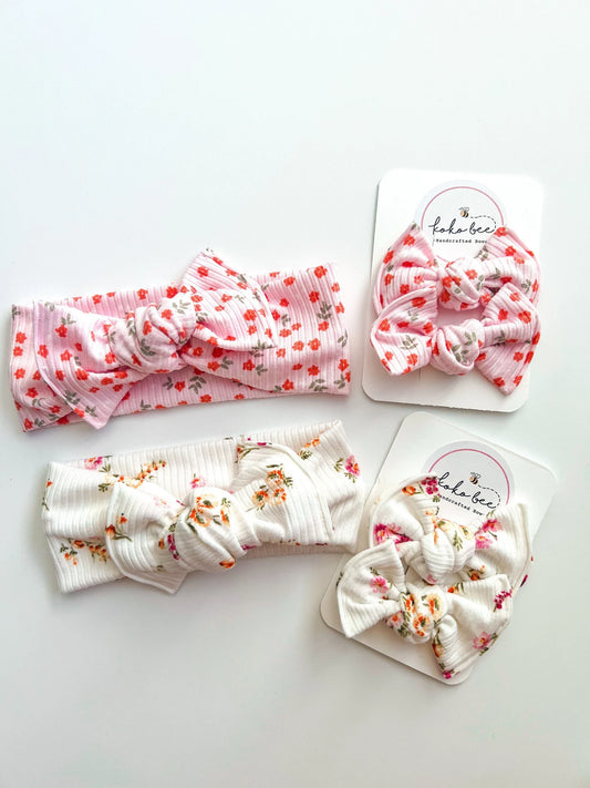 Ribbed Spring Florals Headwraps & Piggies