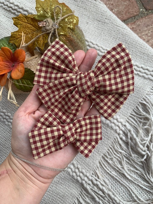 Cranberry Gingham Bows