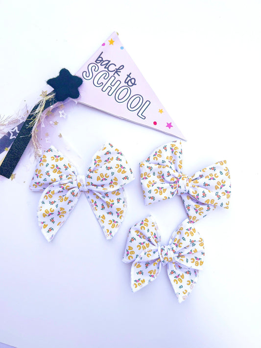 White ABCs Bows