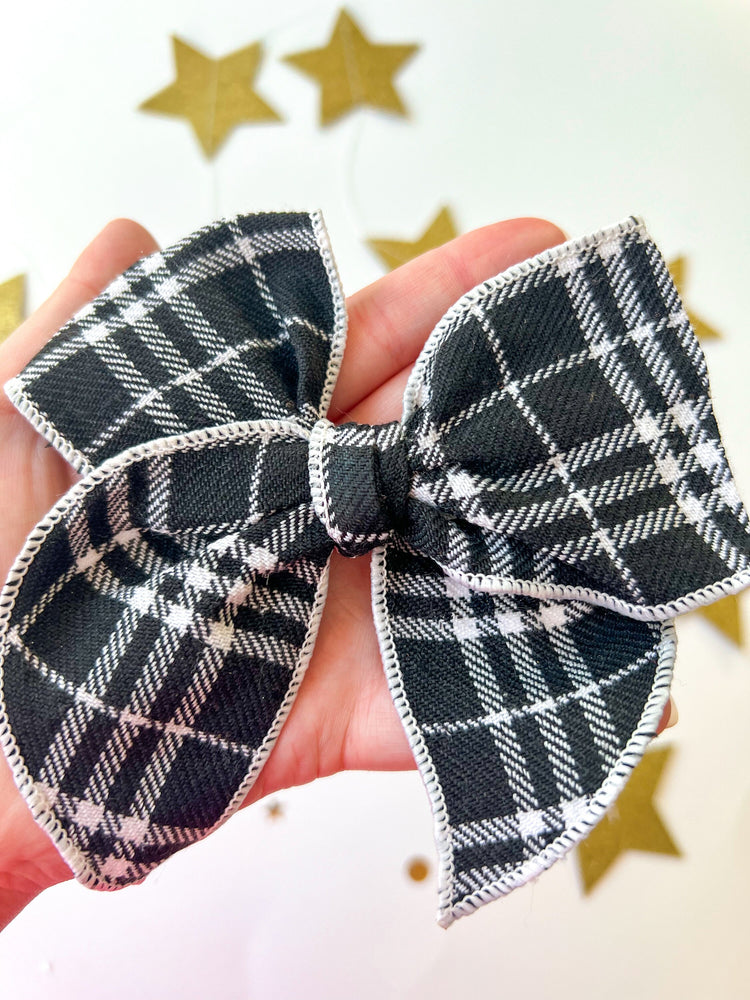 Black & White Plaid Bow