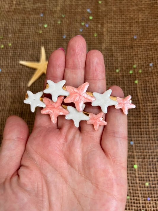 Opal & Coral Starfish Clip Set