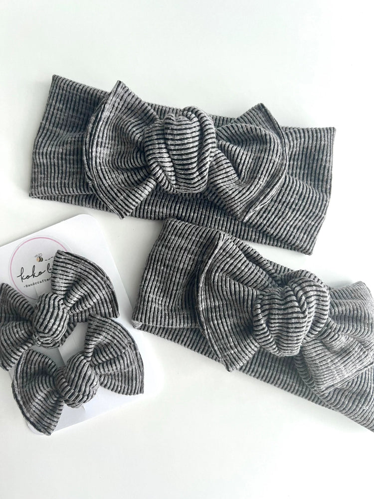 Ribbed Charcoal Headwraps & Piggies