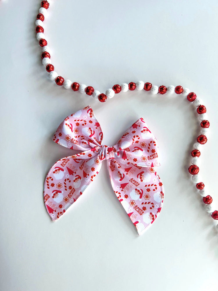 Pink Boho Santa Bow