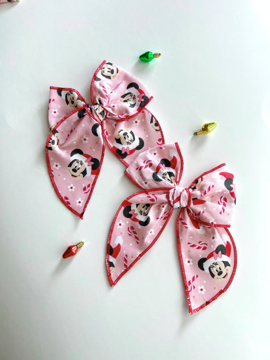 Pink Candy Cane Minnie Bows