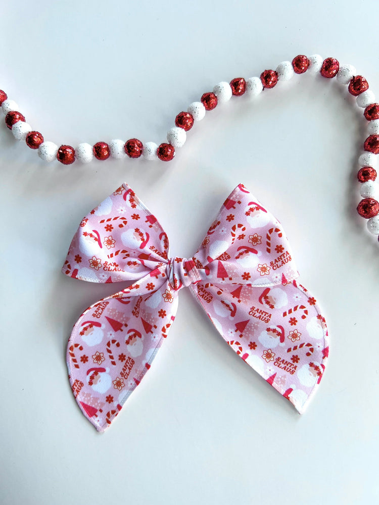 Pink Boho Santa Bow