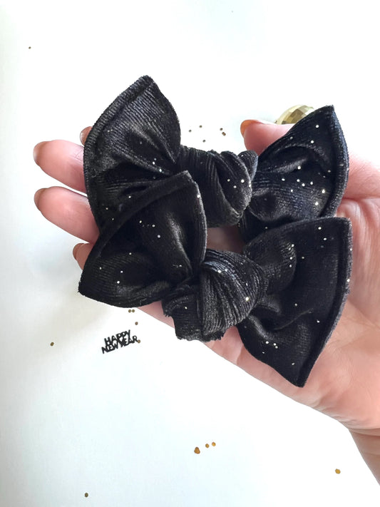 Black Sparkle Velvet Bows