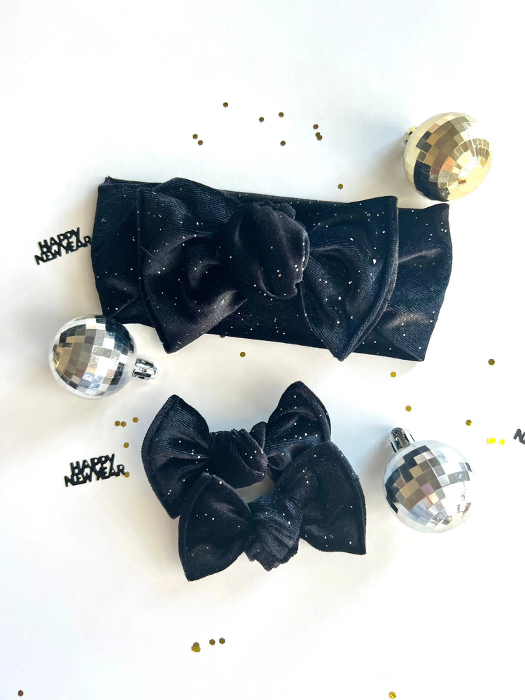 Black Sparkle Velvet Bows