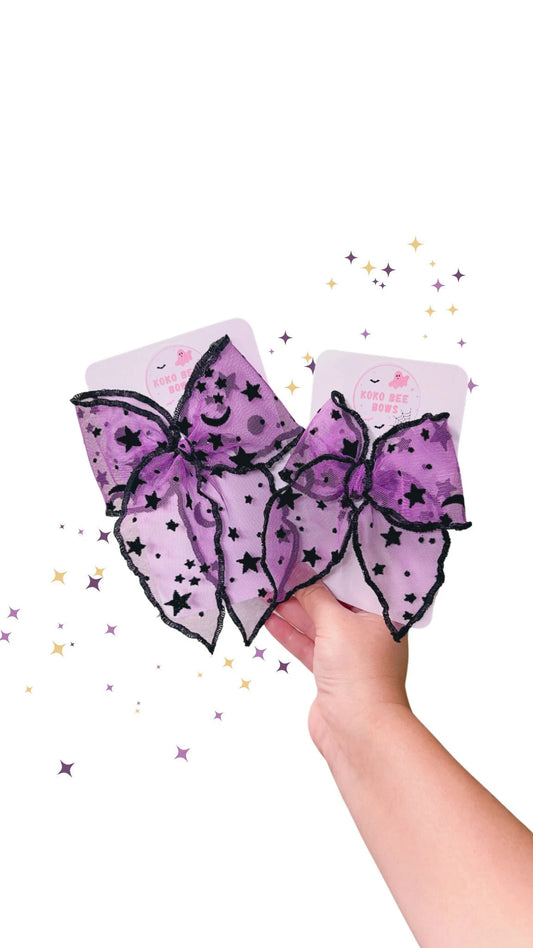 Purple Stars & Moon Tulle Bows