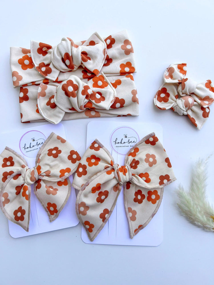 Multi Brown Fall Flowers Bows