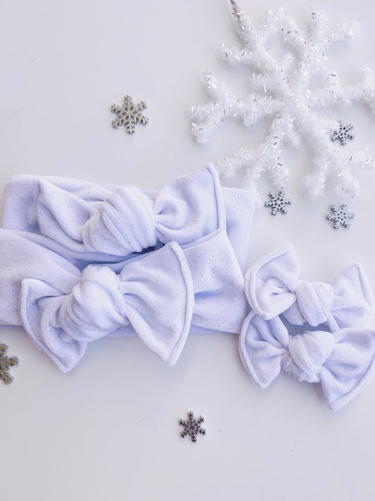 White Sparkle Velvet Bows