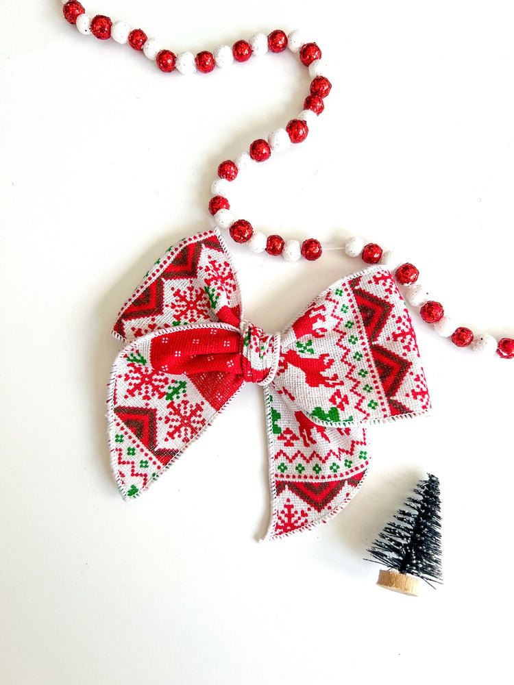 Woven Christmas Sweater Bow