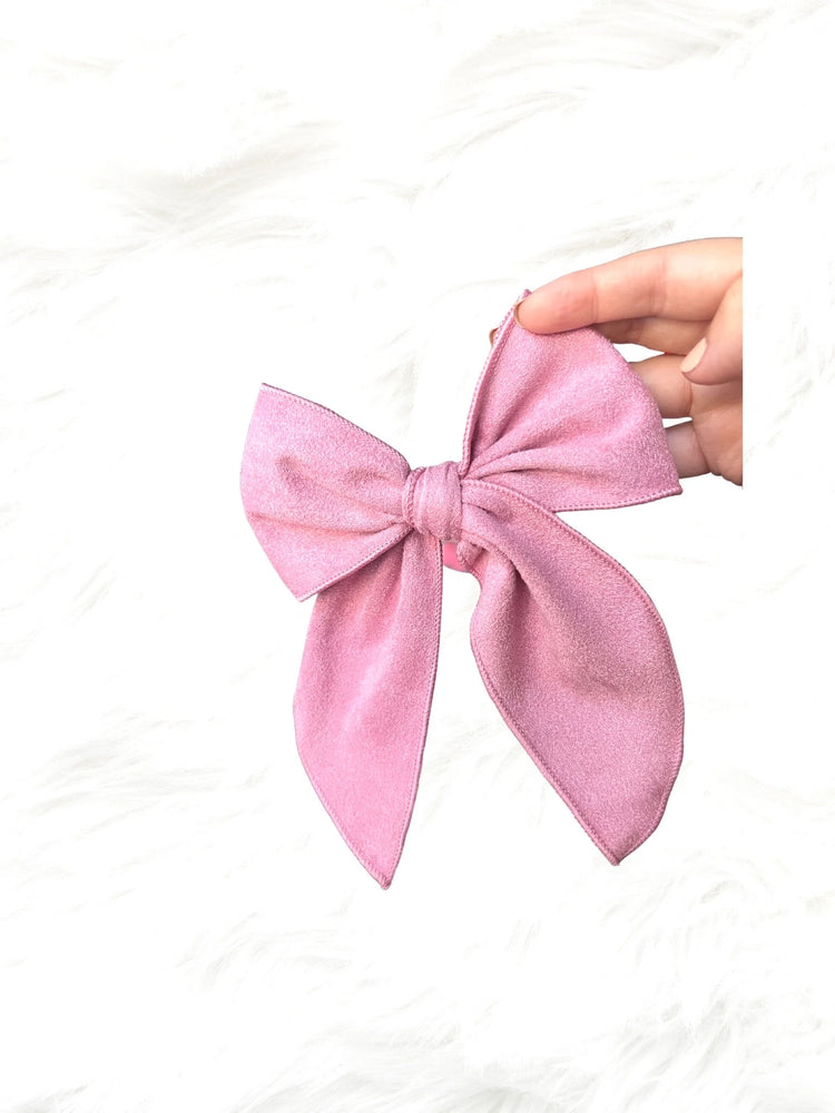 XL Pink Suede Bow