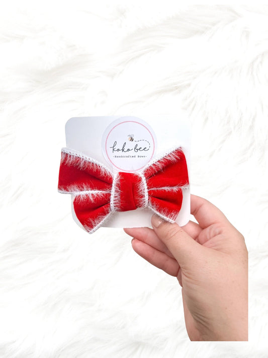 Velvet Santa Fur Bow