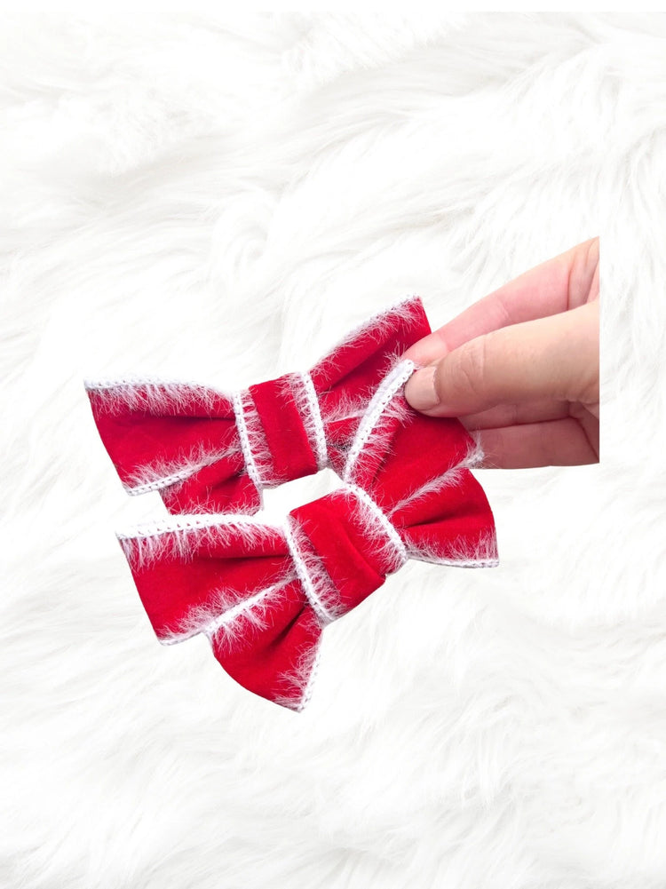 Velvet Santa Fur Bow