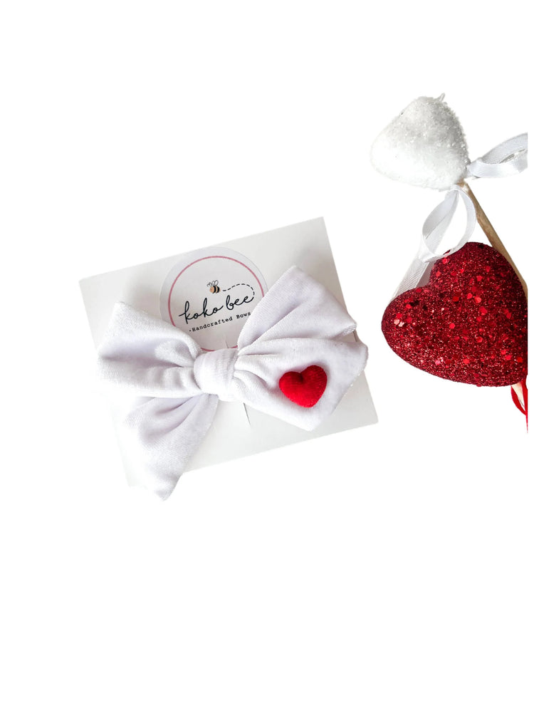 White & Red Heart Bows