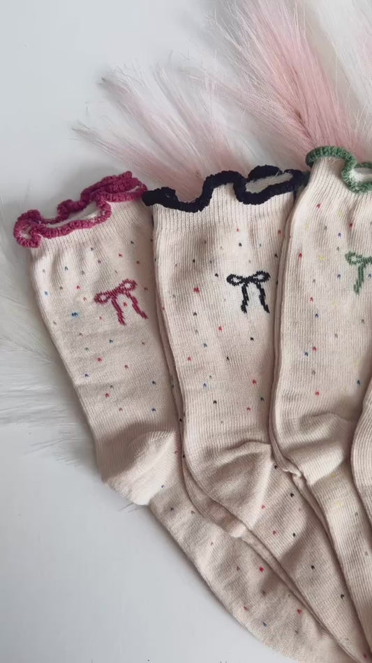 Women's Polka Dot Bow Socks